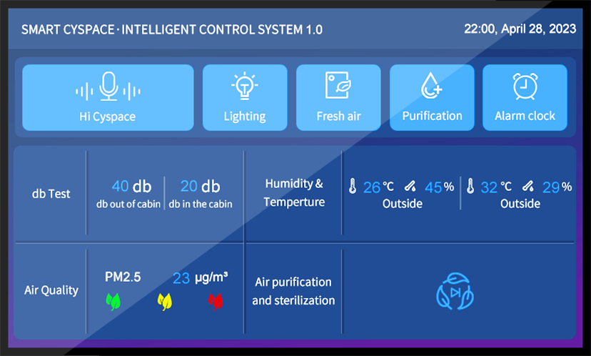 cyspace touch screen control system